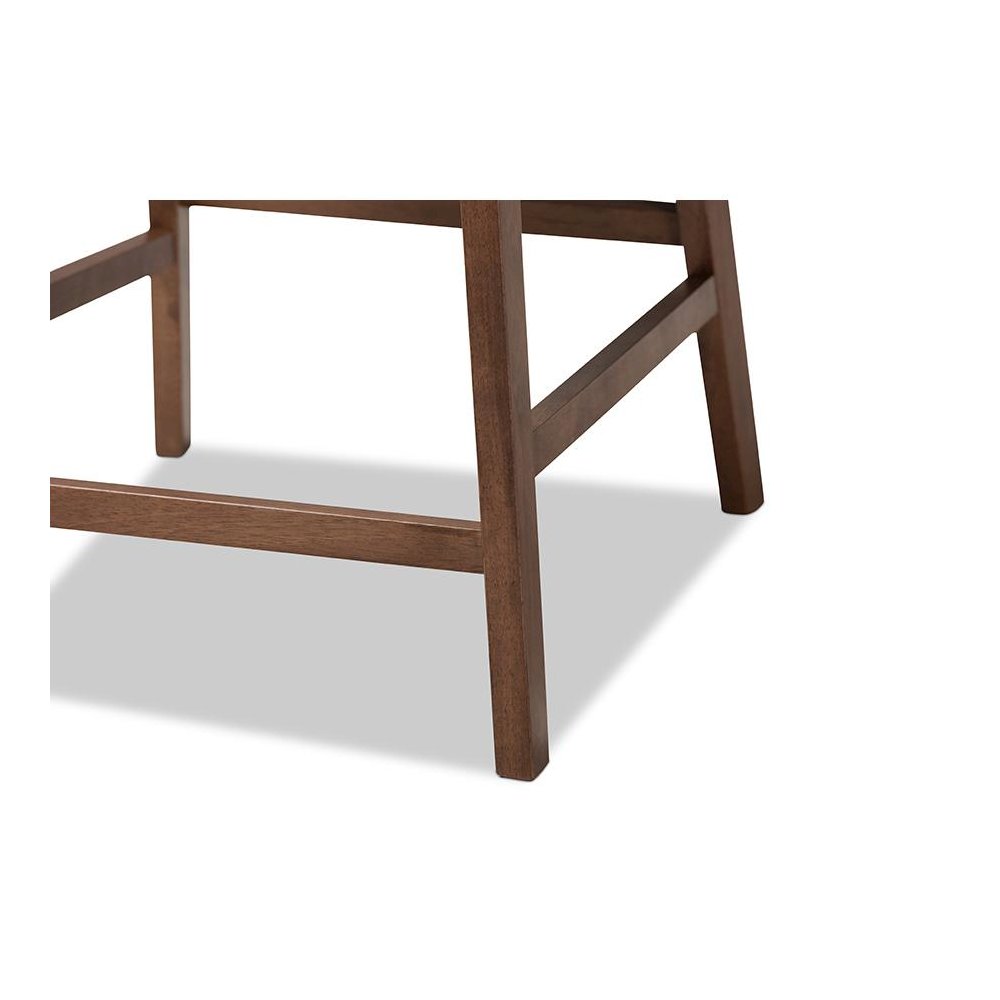 Dark Grey Fabric Upholstered Walnut Finished 2-Piece Wood Counter Stool Set. Picture 6