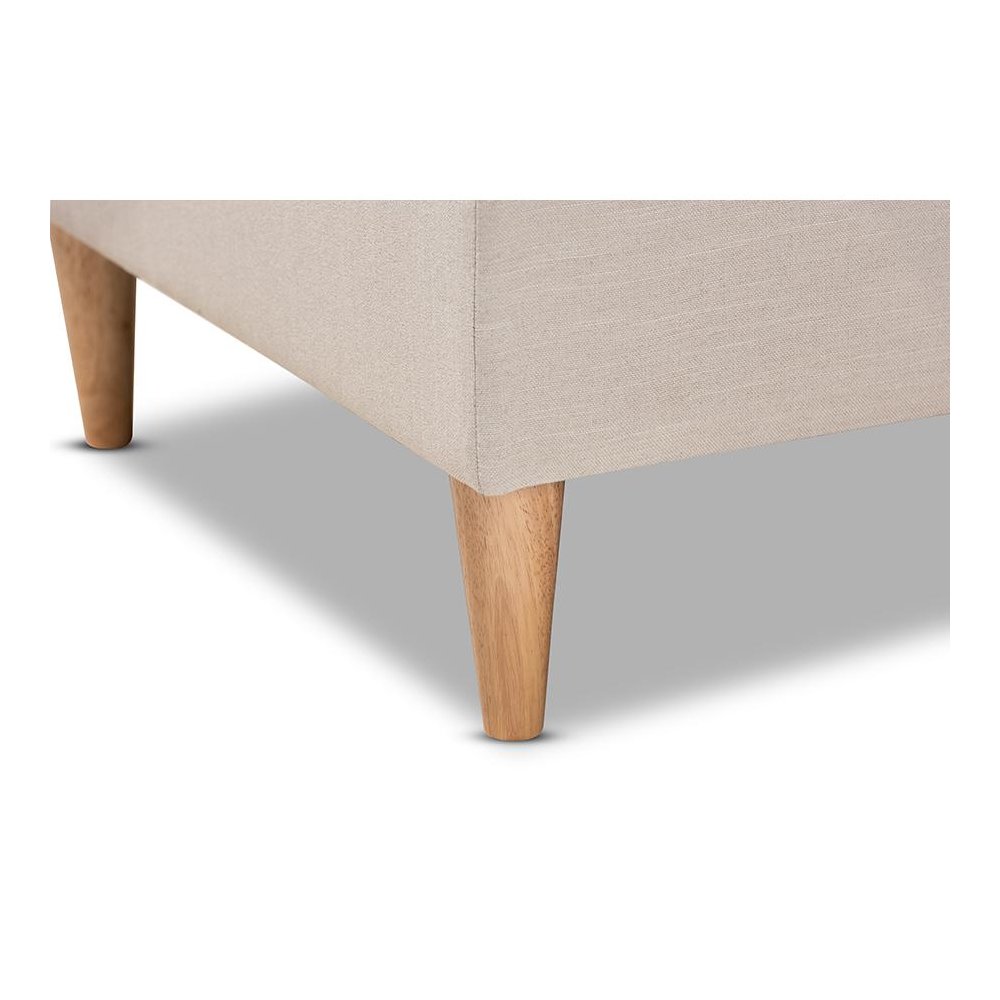 Beige Fabric Upholstered Oak Finished Chaise Lounge. Picture 6