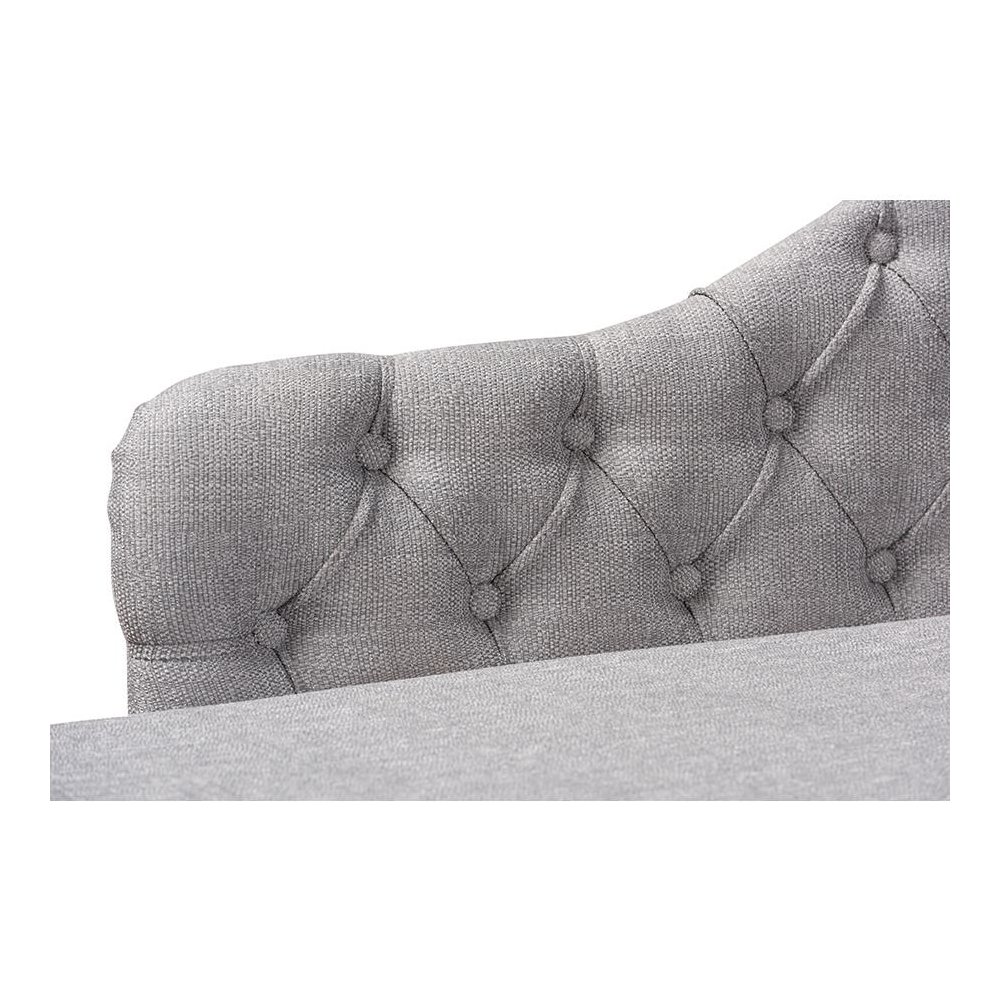 Grey Fabric Upholstered Oak Finished Chaise Lounge. Picture 5