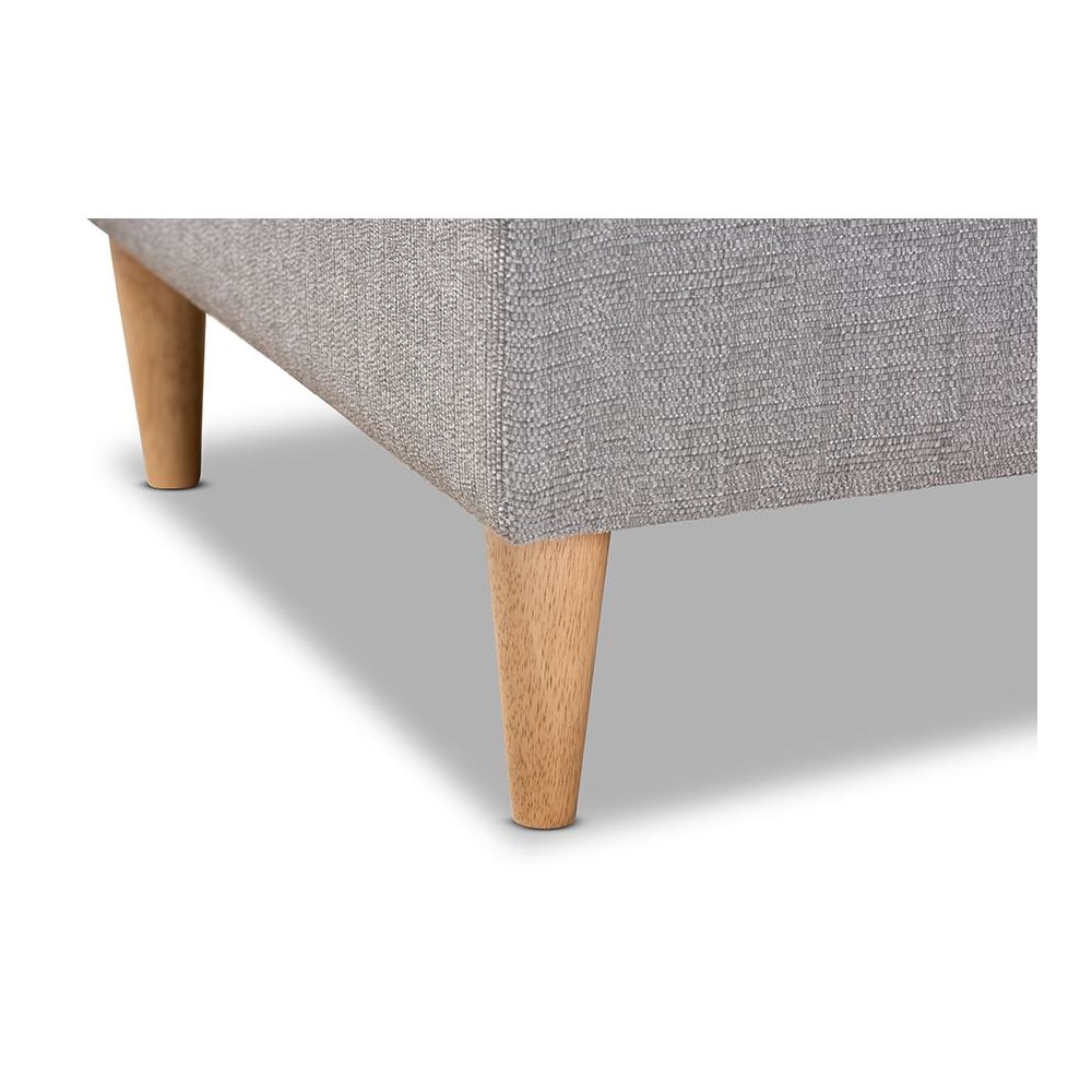 Grey Fabric Upholstered Oak Finished Chaise Lounge. Picture 6