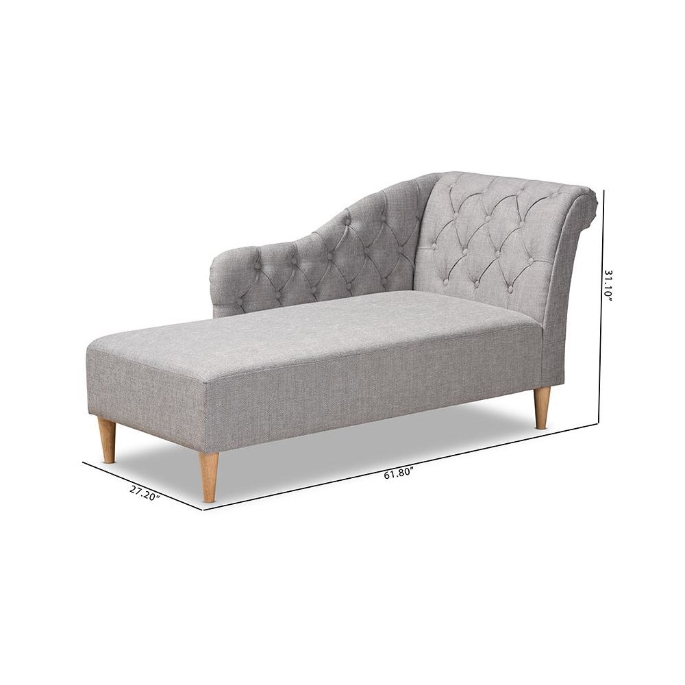 Grey Fabric Upholstered Oak Finished Chaise Lounge. Picture 9