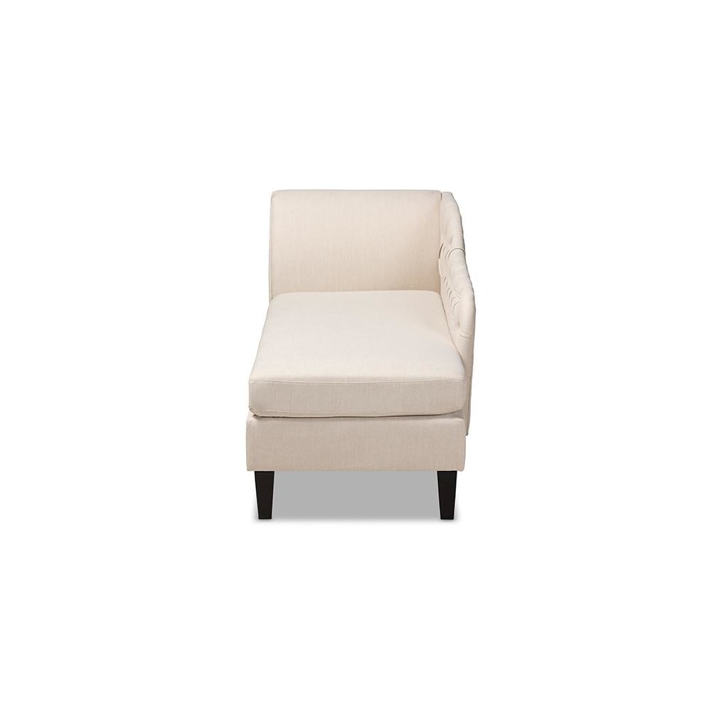 Beige Fabric Upholstered Black Finished Chaise Lounge. Picture 3