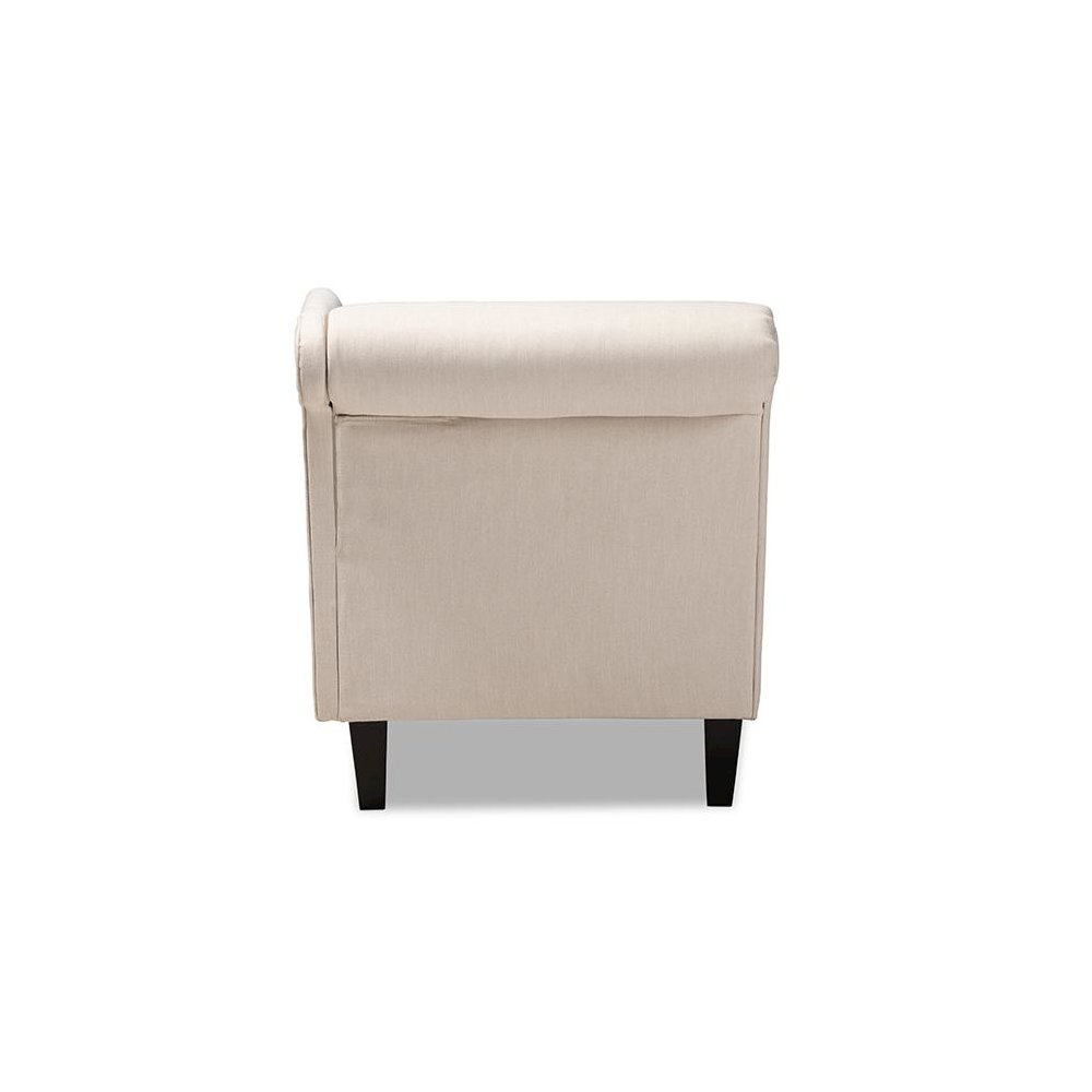 Beige Fabric Upholstered Black Finished Chaise Lounge. Picture 4