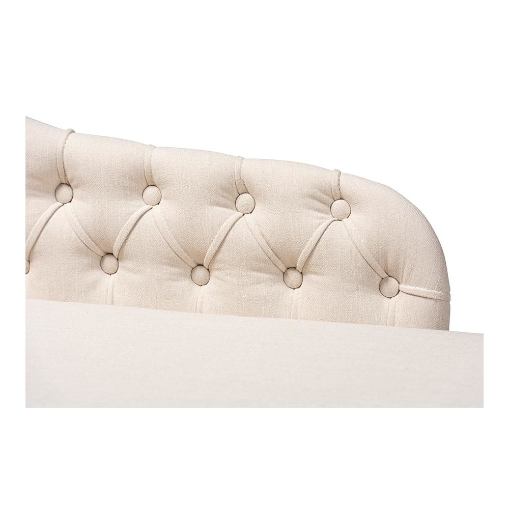 Beige Fabric Upholstered Black Finished Chaise Lounge. Picture 5