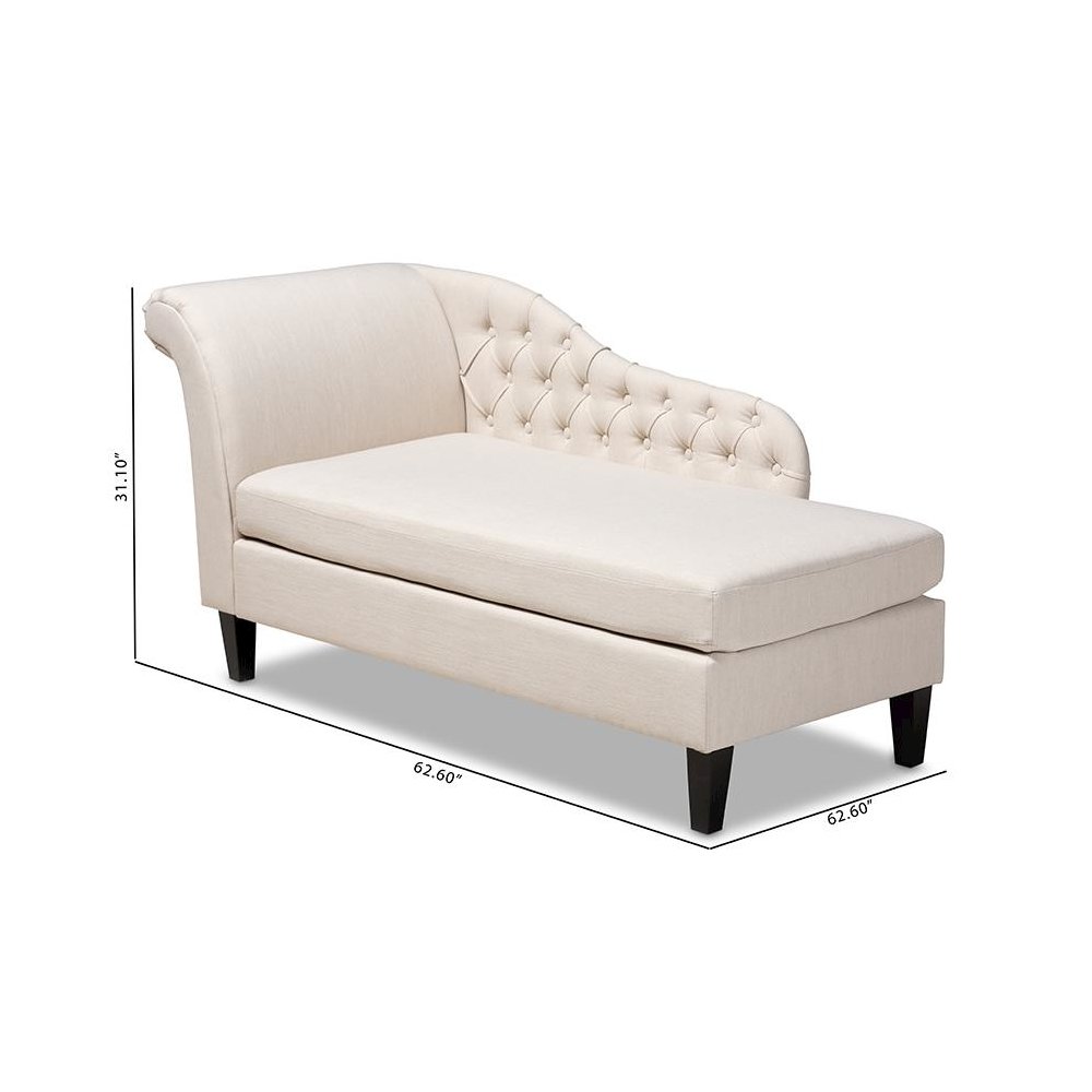 Beige Fabric Upholstered Black Finished Chaise Lounge. Picture 9