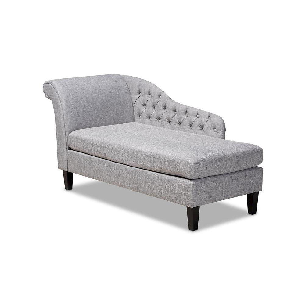 Grey Fabric Upholstered Black Finished Chaise Lounge. Picture 1