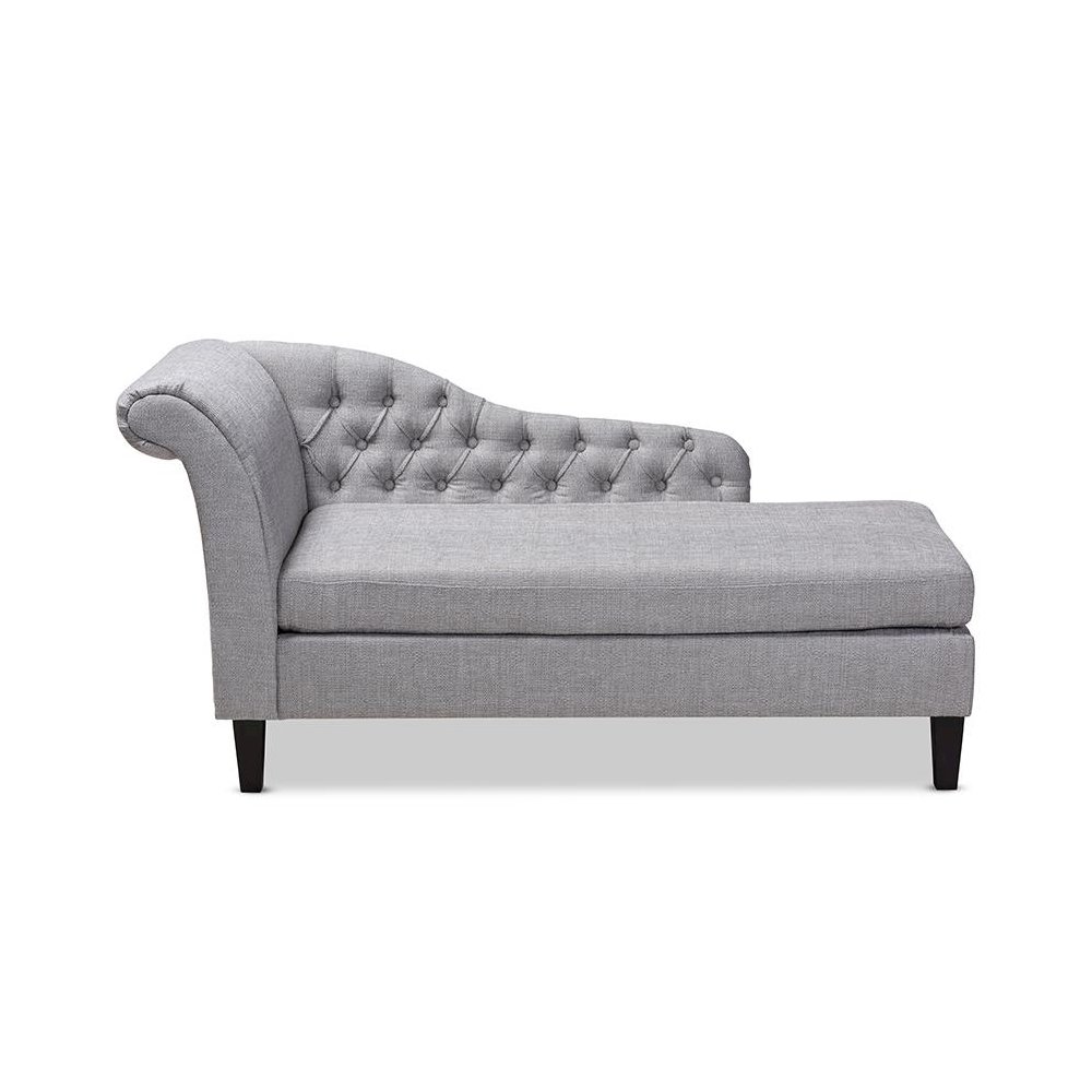 Grey Fabric Upholstered Black Finished Chaise Lounge. Picture 2