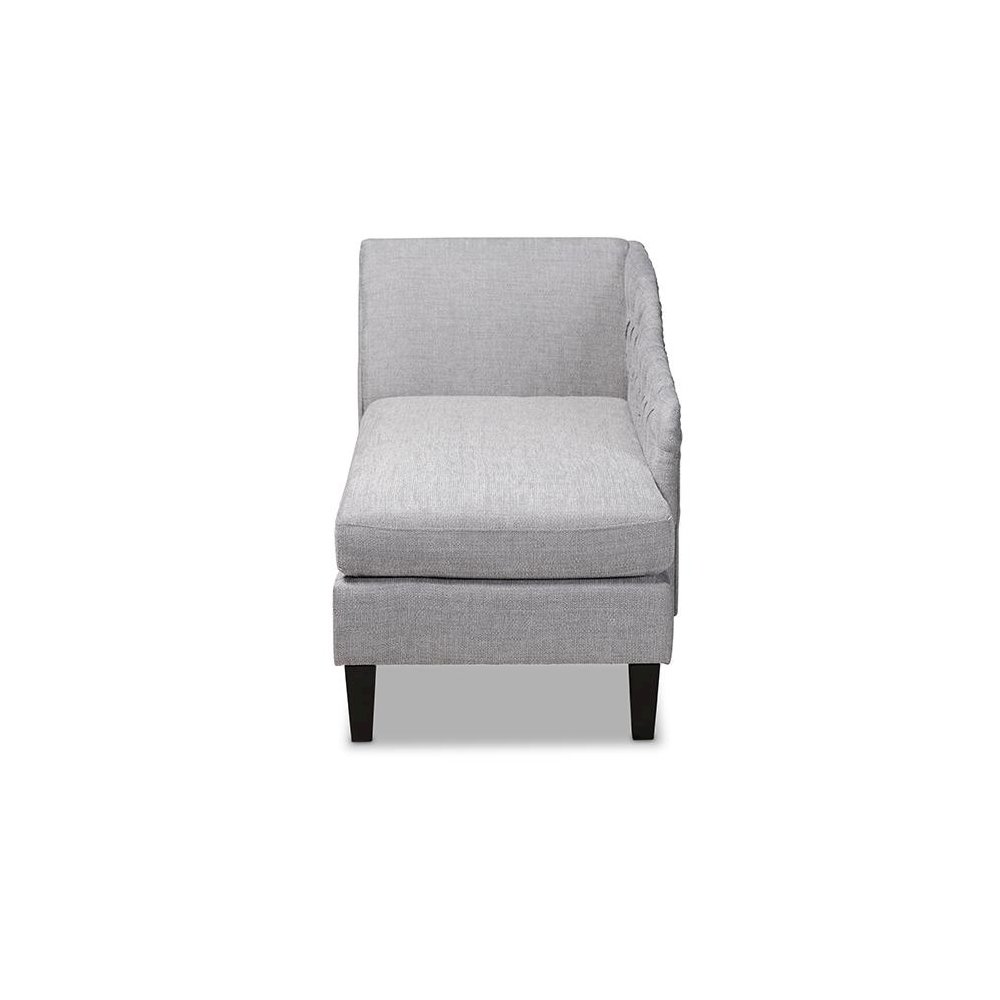 Grey Fabric Upholstered Black Finished Chaise Lounge. Picture 3