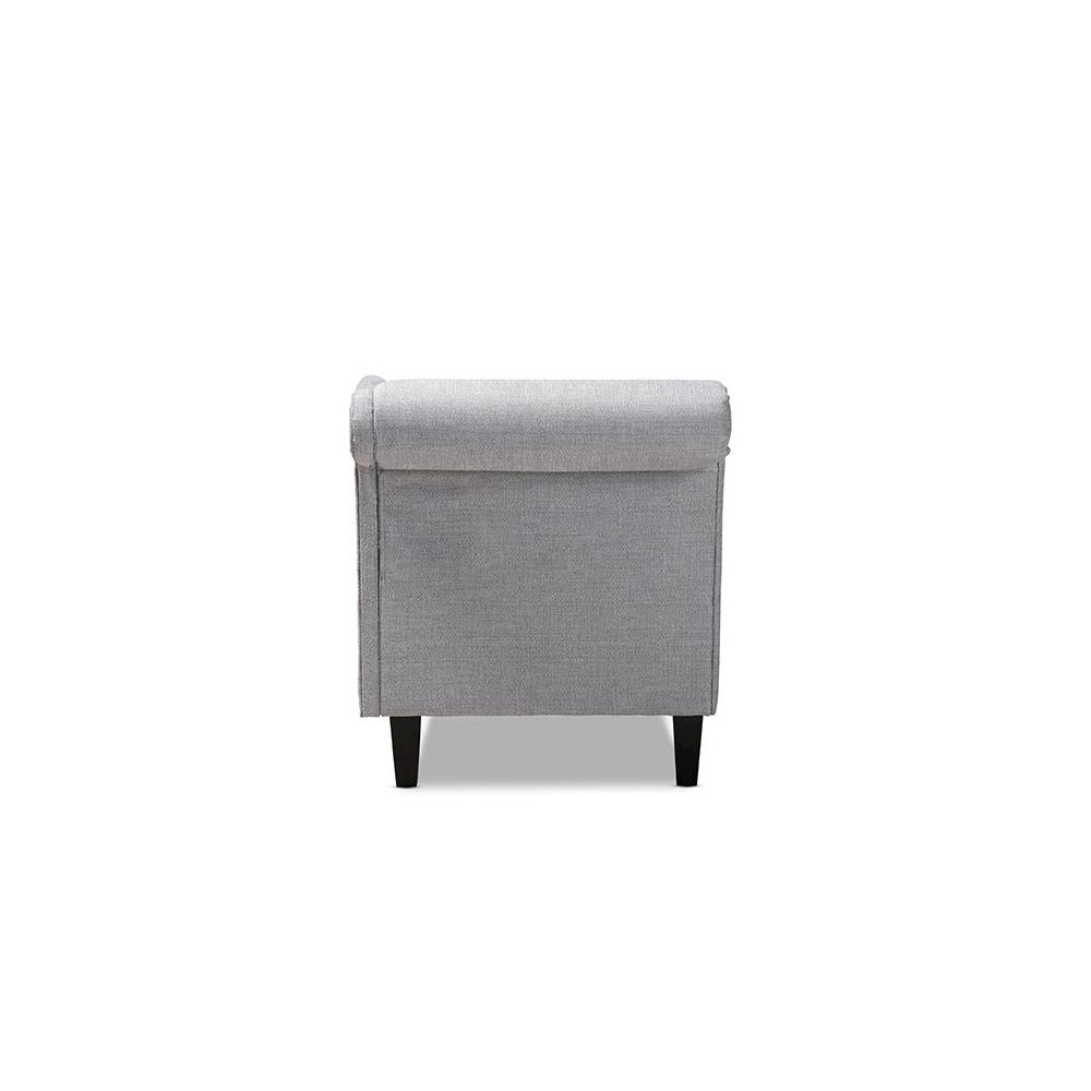 Grey Fabric Upholstered Black Finished Chaise Lounge. Picture 4