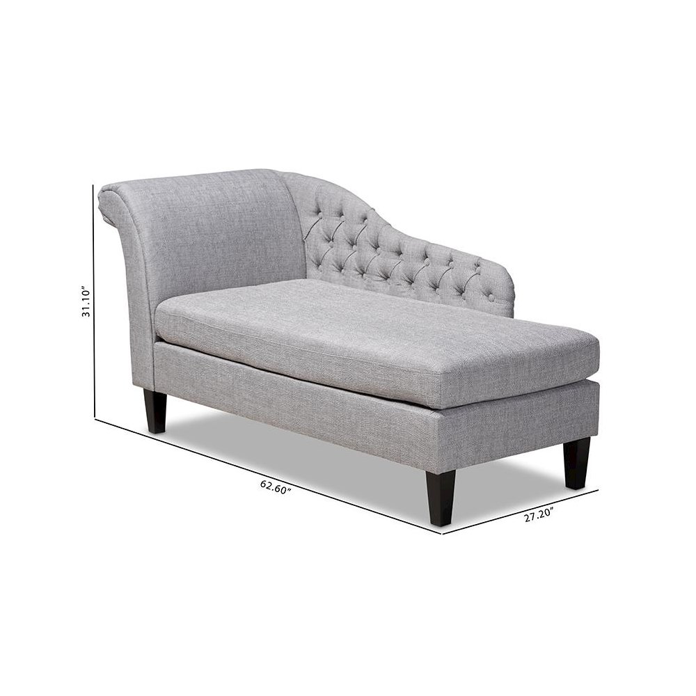Grey Fabric Upholstered Black Finished Chaise Lounge. Picture 9