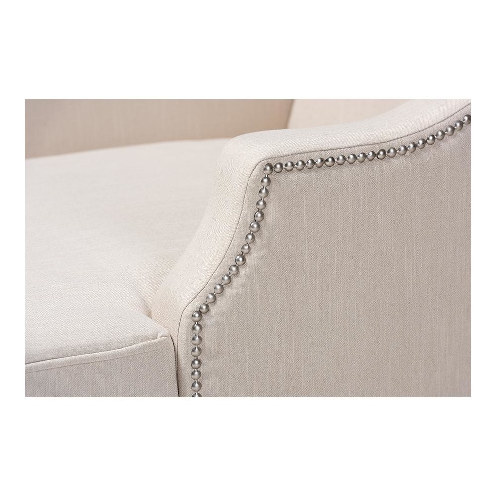 Beige Fabric Upholstered Wenge Brown Finished Chaise Lounge. Picture 5