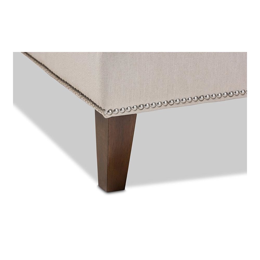 Beige Fabric Upholstered Wenge Brown Finished Chaise Lounge. Picture 6