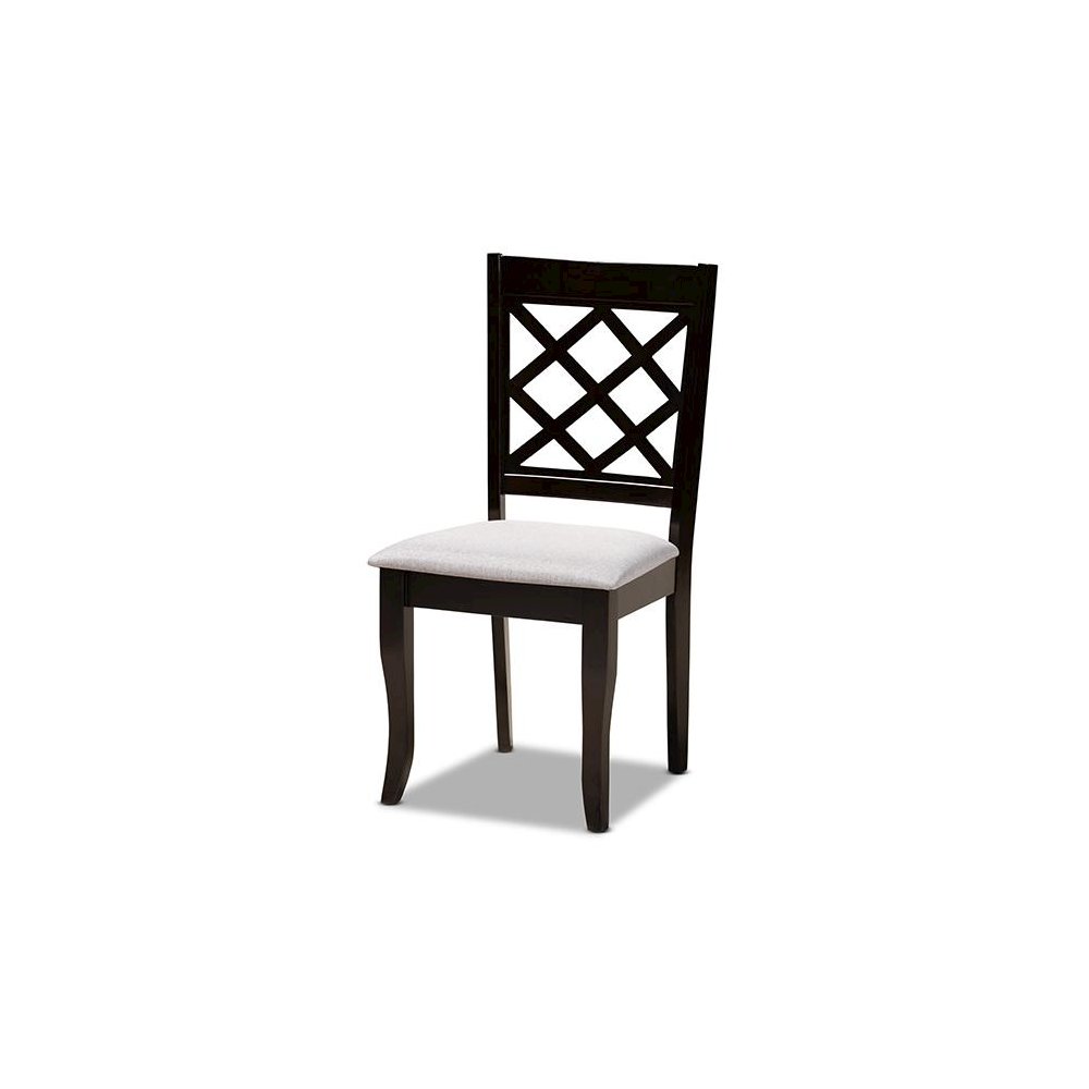 Grey Fabric Upholstered and Dark Brown Finished Wood 5-Piece Dining Set. Picture 2