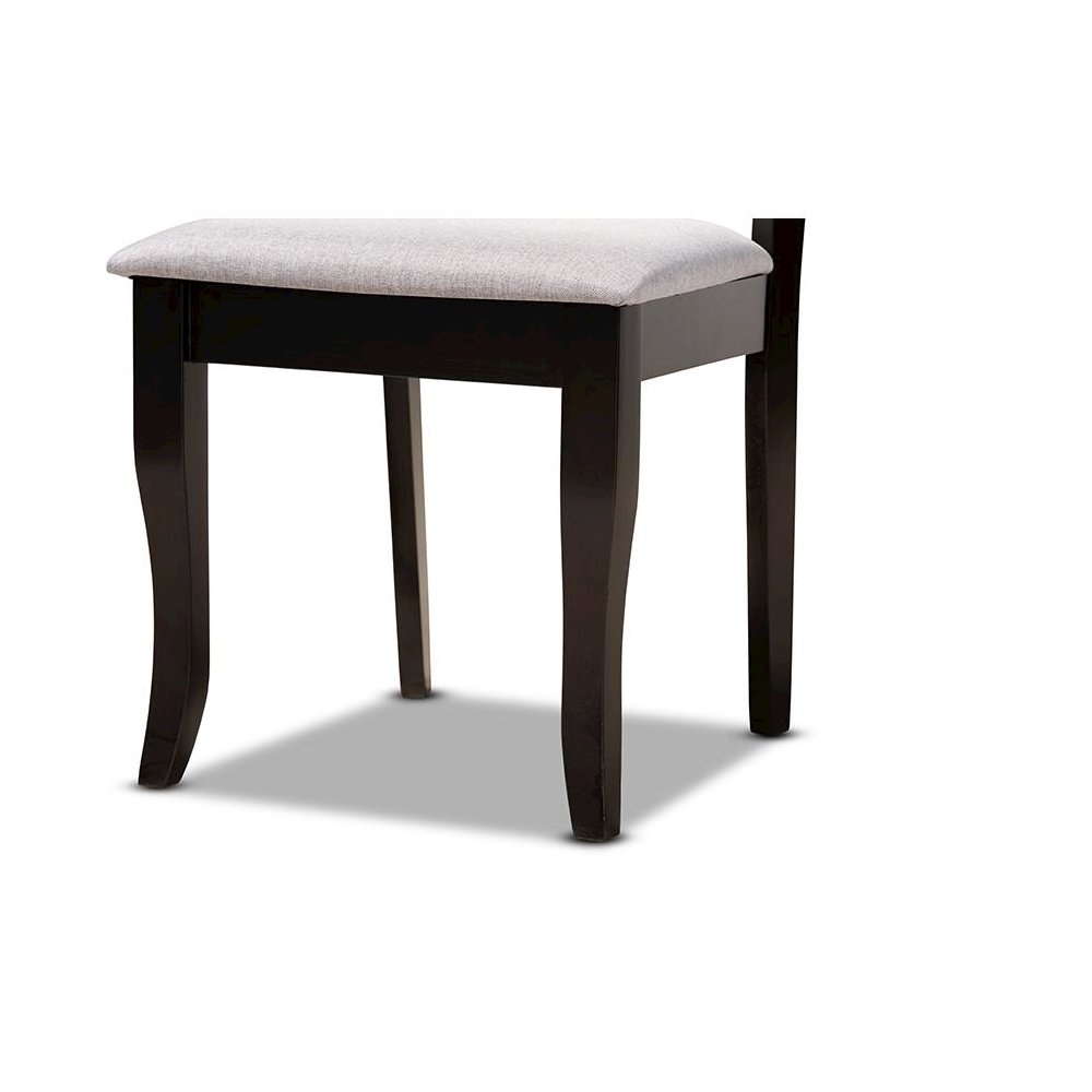 Grey Fabric Upholstered and Dark Brown Finished Wood 5-Piece Dining Set. Picture 6
