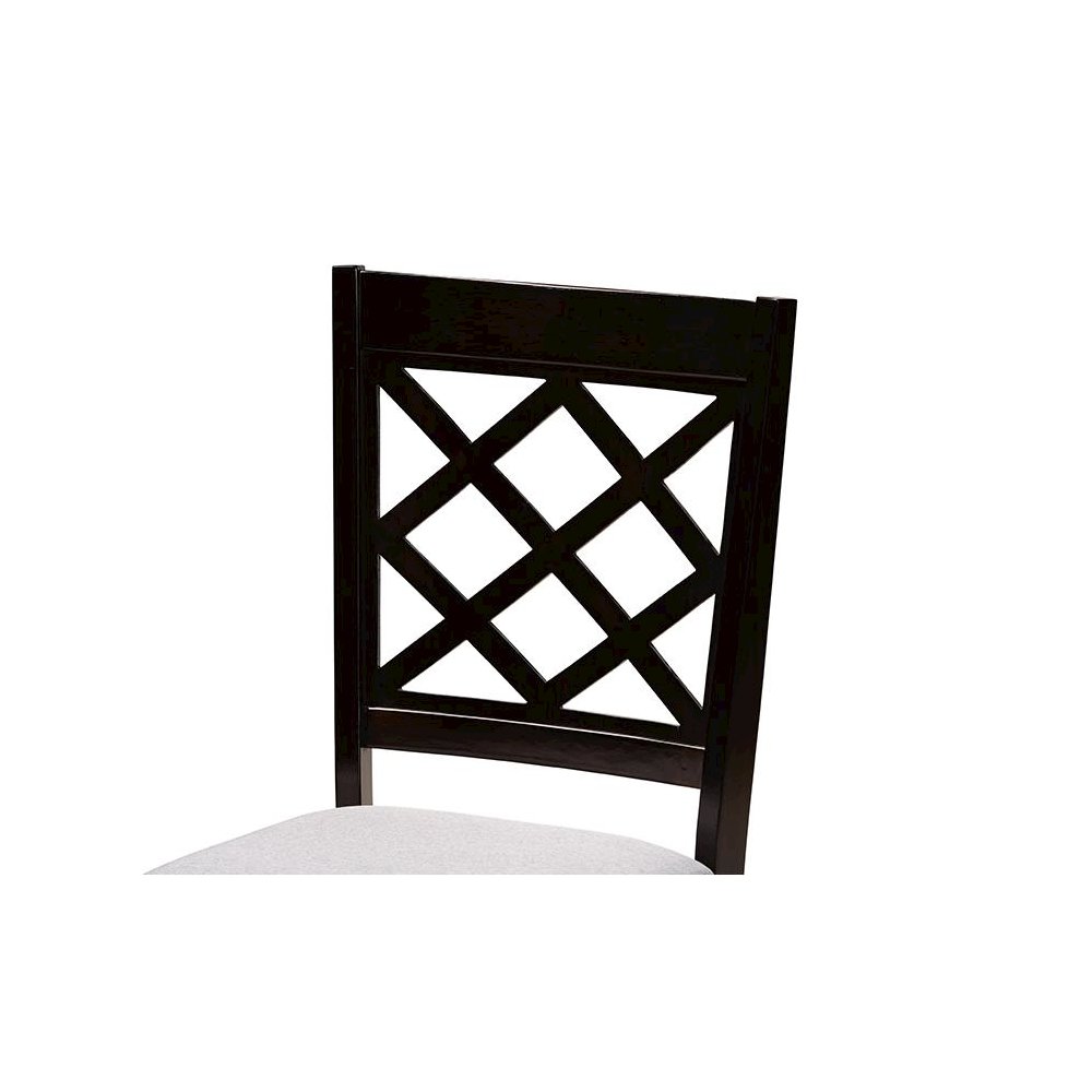 Grey Fabric Upholstered and Dark Brown Finished Wood 5-Piece Dining Set. Picture 5