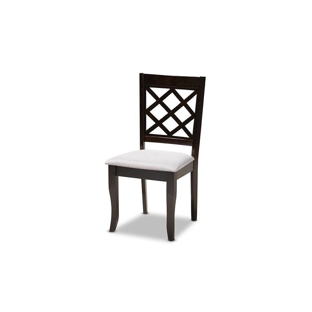 Grey Fabric Upholstered Espresso Brown Finished Wood Dining Chair Set of 4. Picture 2