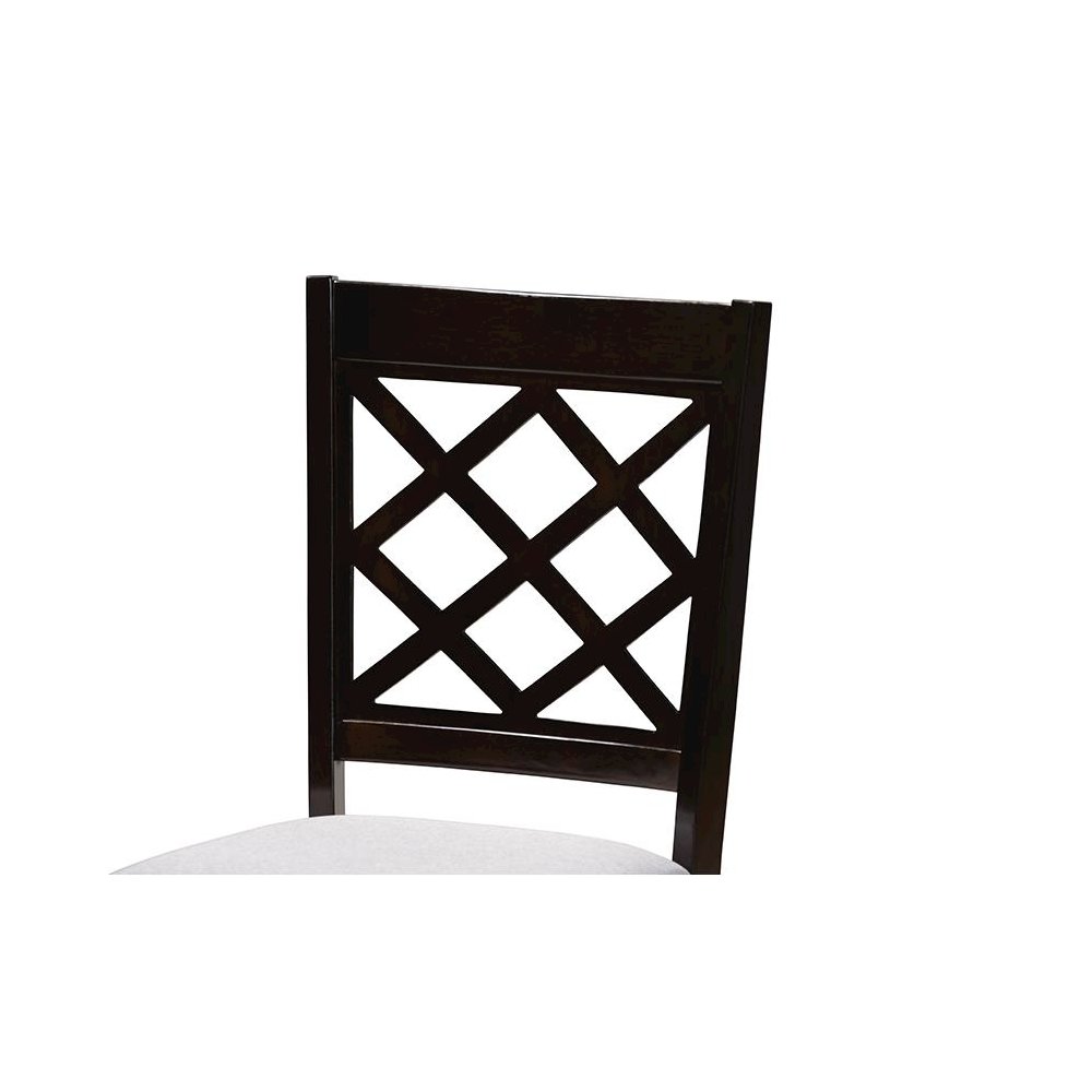 Grey Fabric Upholstered Espresso Brown Finished Wood Dining Chair Set of 4. Picture 3