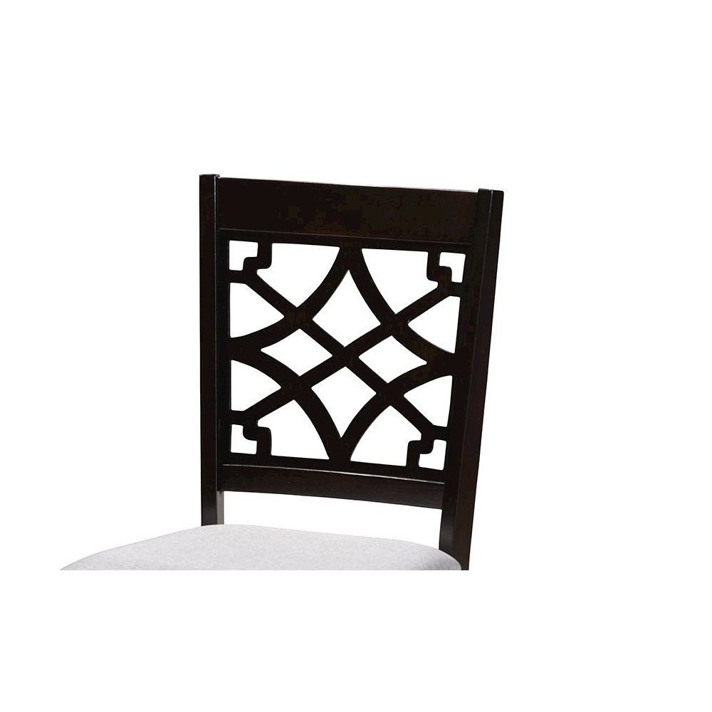 Grey Fabric Upholstered Espresso Brown Finished Wood Dining Chair Set of 4. Picture 3