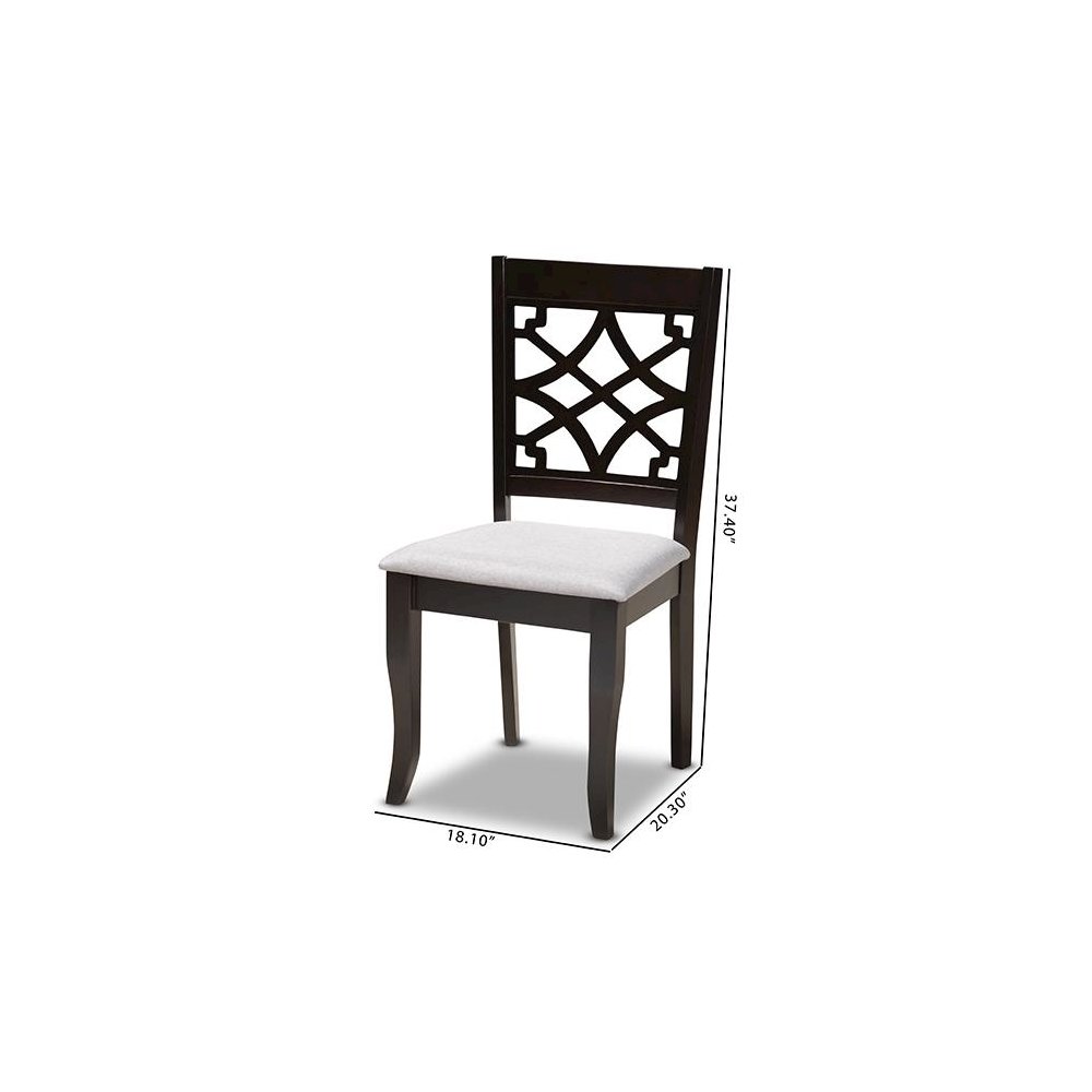 Grey Fabric Upholstered Espresso Brown Finished Wood Dining Chair Set of 4. Picture 6