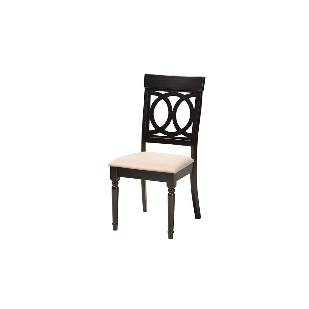 Jessie Modern Sand Fabric and Dark Brown Finished Wood 5-Piece Dining Set. Picture 2
