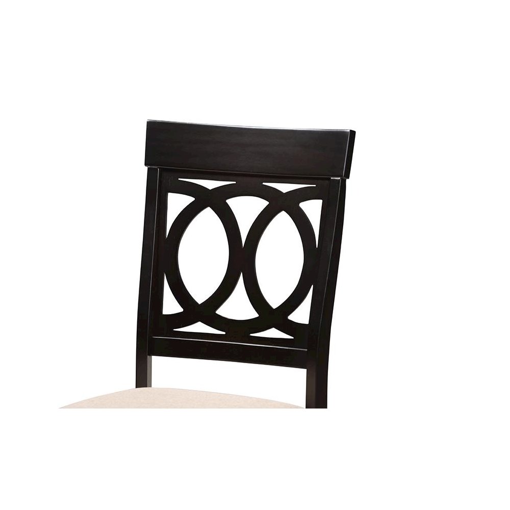Jessie Modern Sand Fabric and Dark Brown Finished Wood 5-Piece Dining Set. Picture 5