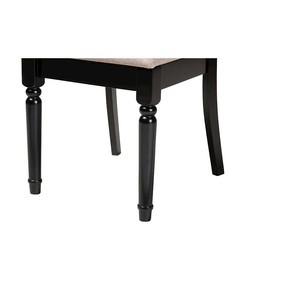 Jessie Modern Sand Fabric and Dark Brown Finished Wood 5-Piece Dining Set. Picture 6