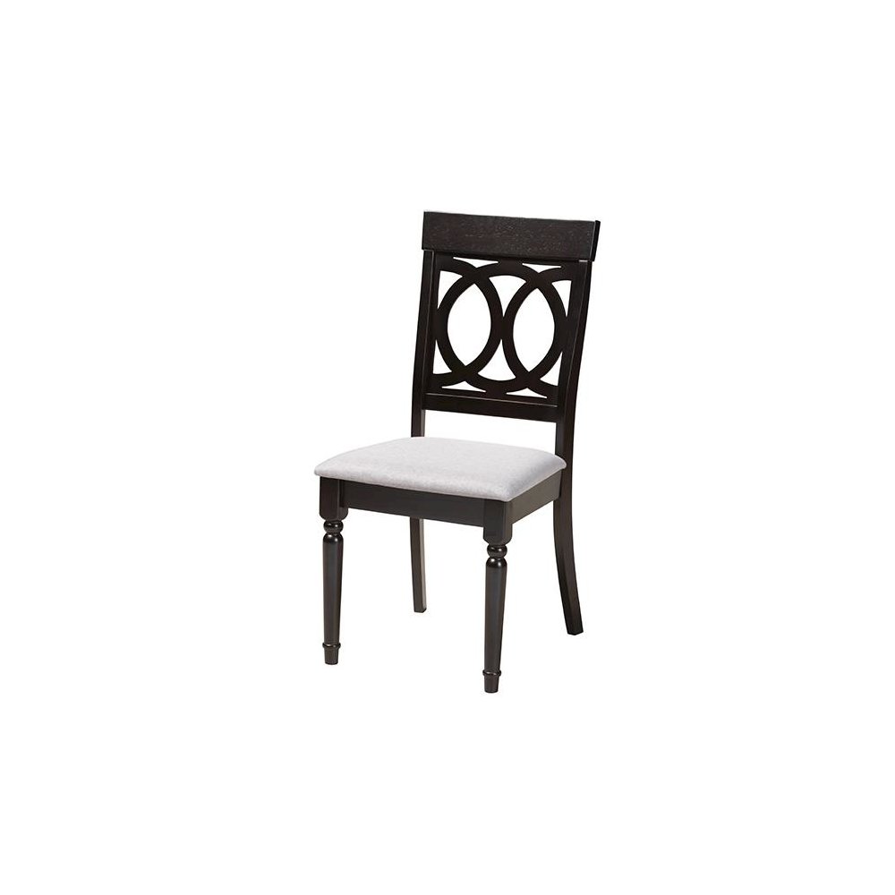Jessie Modern Grey Fabric and Dark Brown Finished Wood 5-Piece Dining Set. Picture 2