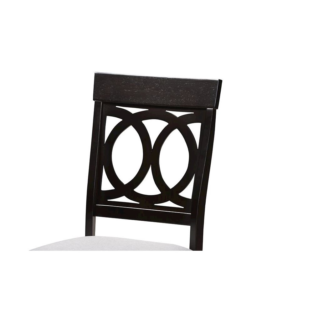Estelle Modern Grey Fabric and Dark Brown Finished Wood 5-Piece Dining Set. Picture 5