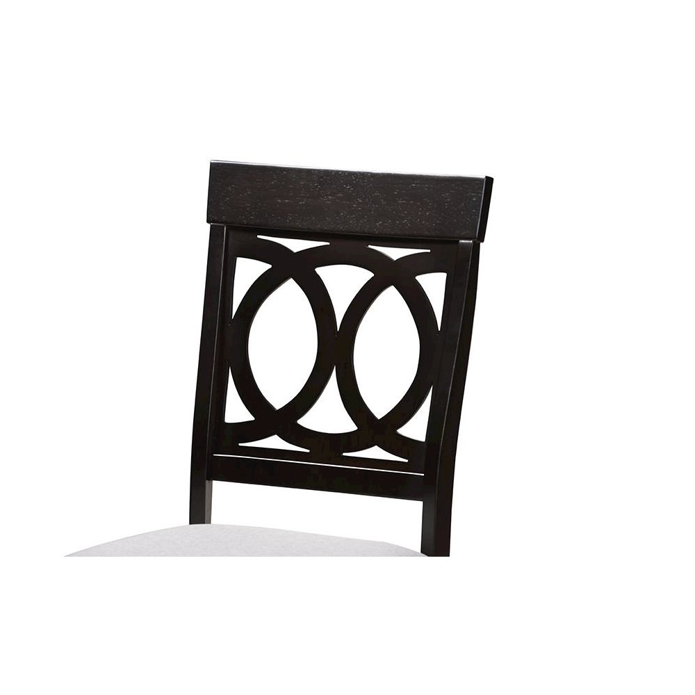 Grey Fabric Upholstered Espresso Brown Finished Wood Dining Chair Set of 4. Picture 3