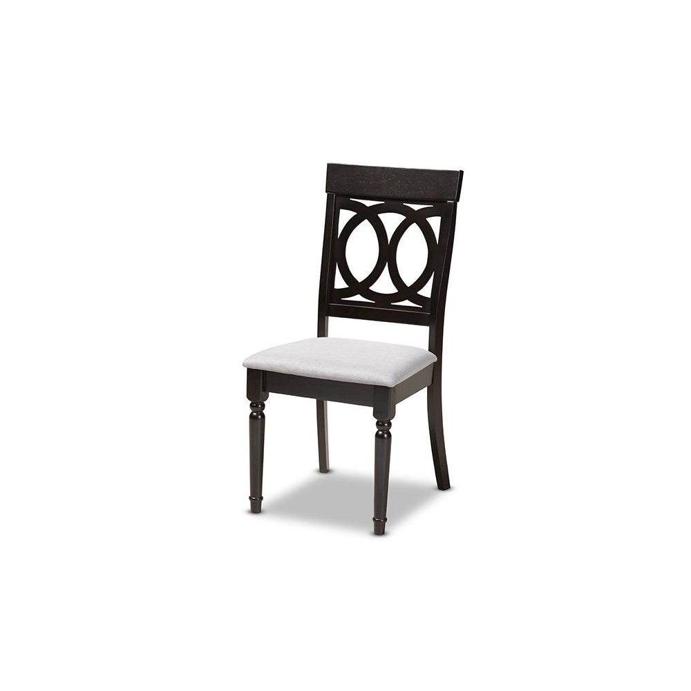 Grey Fabric Upholstered Espresso Brown Finished 5-Piece Wood Dining Set. Picture 3