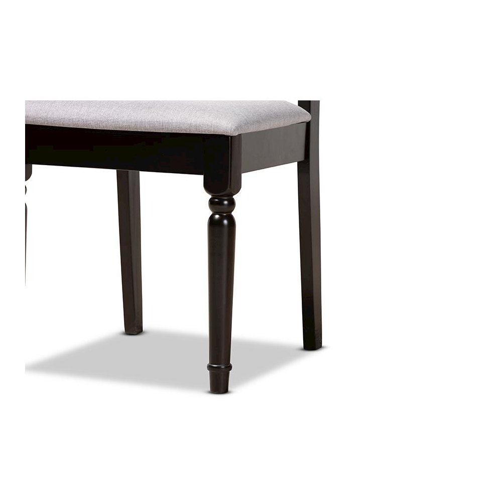 Grey Fabric Upholstered and Dark Brown Finished Wood 5-Piece Dining Set. Picture 6