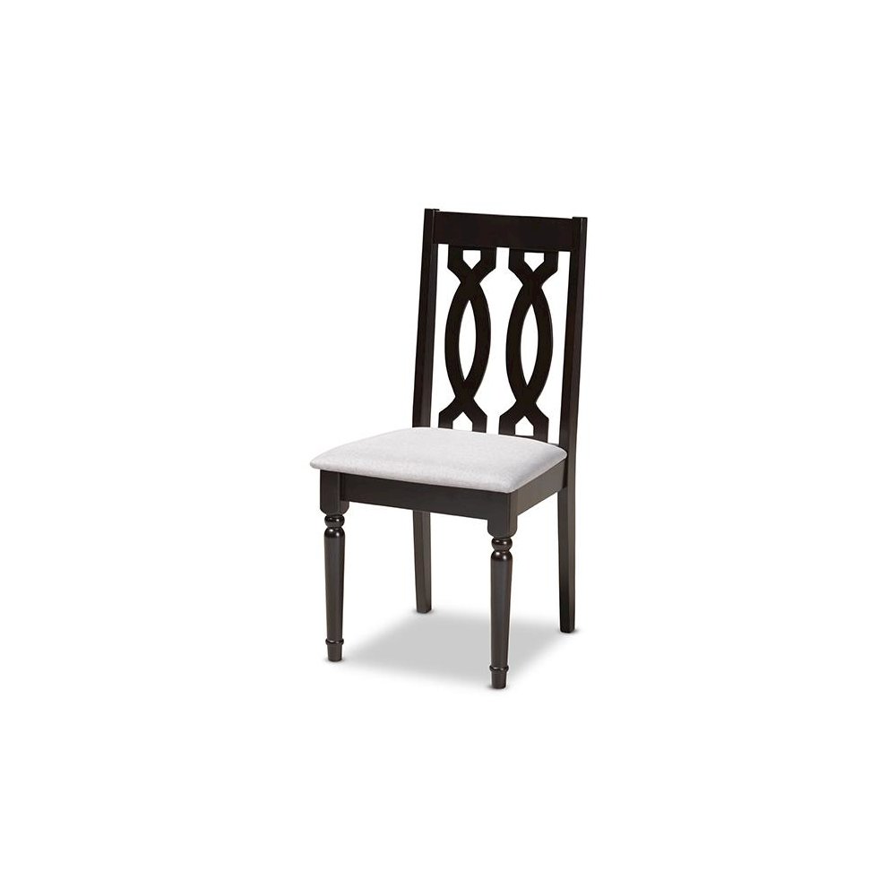 Grey Fabric Upholstered Espresso Brown Finished Wood Dining Chair Set of 4. Picture 2