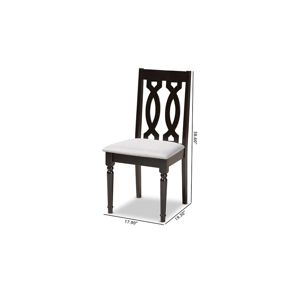 Grey Fabric Upholstered Espresso Brown Finished Wood Dining Chair Set of 4. Picture 6