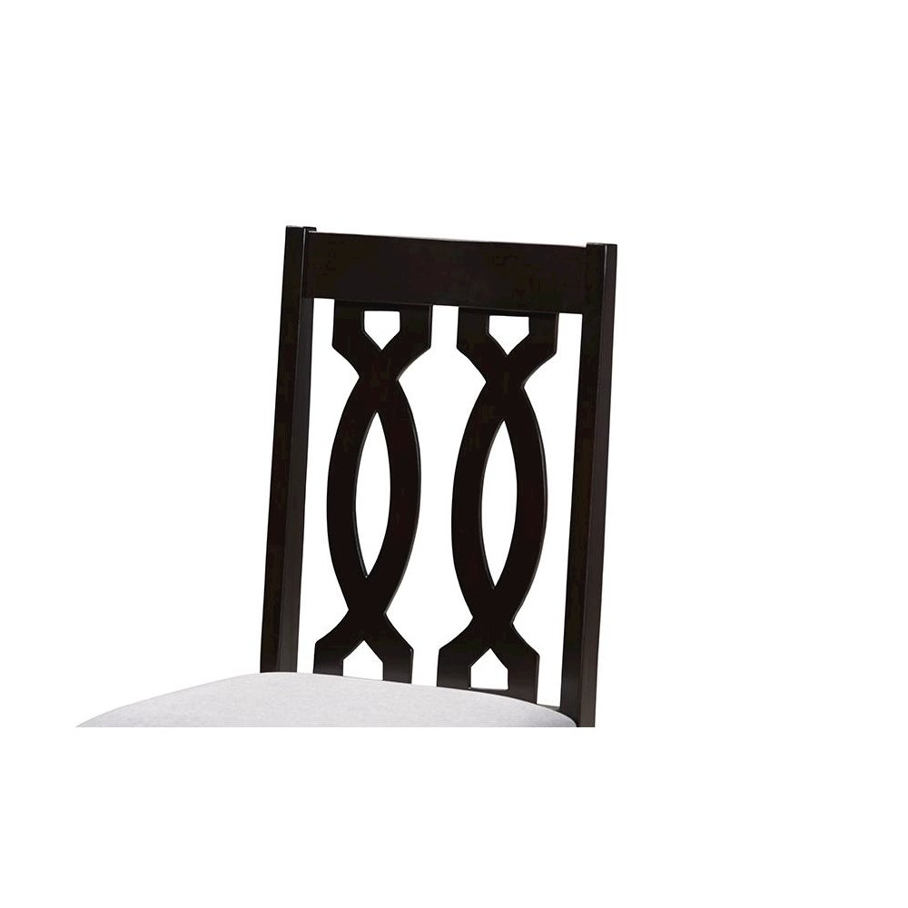 Grey Fabric Upholstered Espresso Brown Finished 5-Piece Wood Dining Set. Picture 4