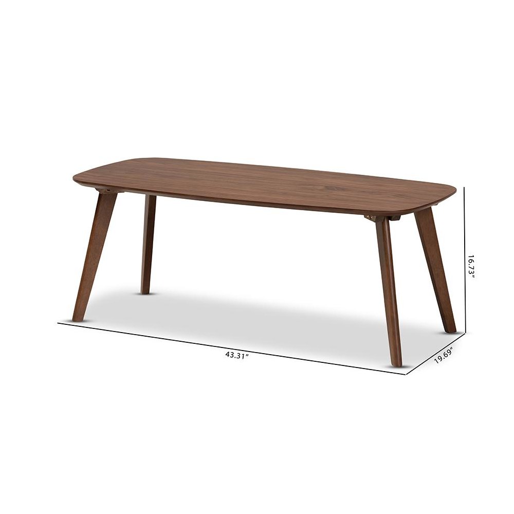 Baxton Studio Dahlia Mid-Century Modern Walnut Finished Coffee Table. Picture 7