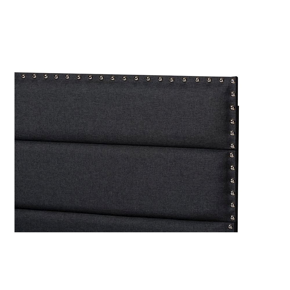 Ansa Modern and Contemporary Dark Grey Fabric Upholstered Twin Size Bed. Picture 4
