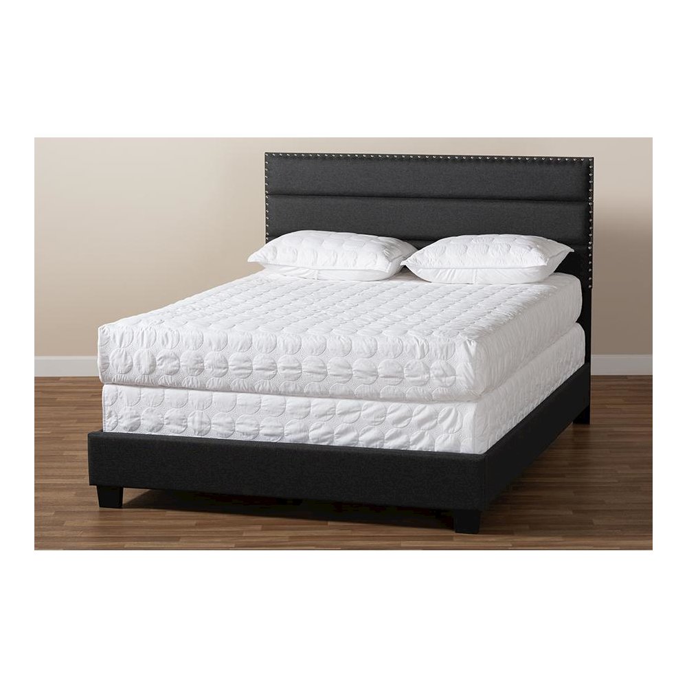 Ansa Modern and Contemporary Dark Grey Fabric Upholstered Full Size Bed. Picture 7