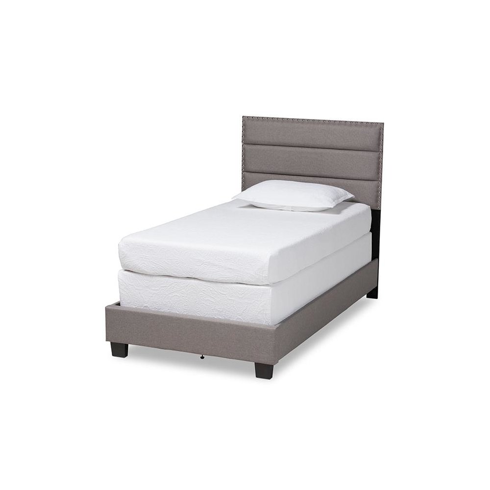 Baxton Studio Ansa Modern and Contemporary Grey Fabric Upholstered Twin Size Bed. Picture 1