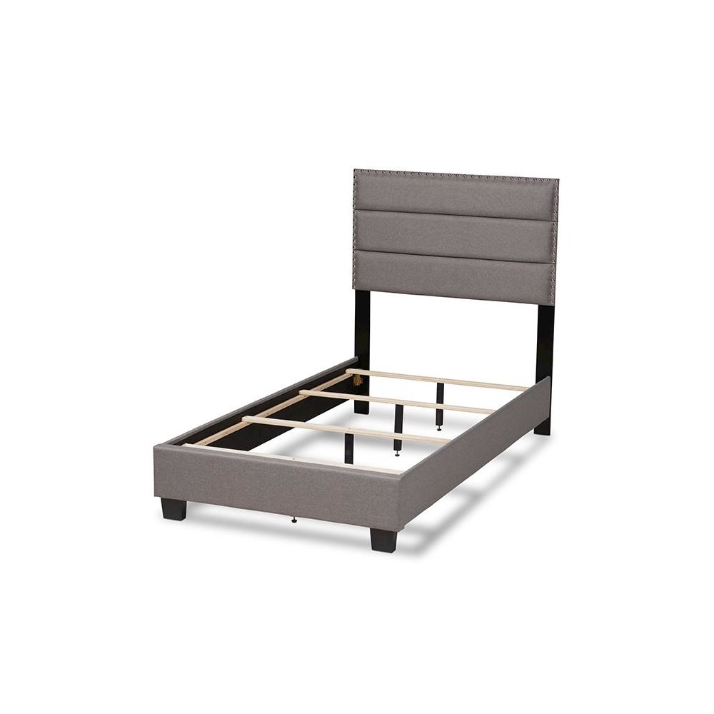 Baxton Studio Ansa Modern and Contemporary Grey Fabric Upholstered Twin Size Bed. Picture 3