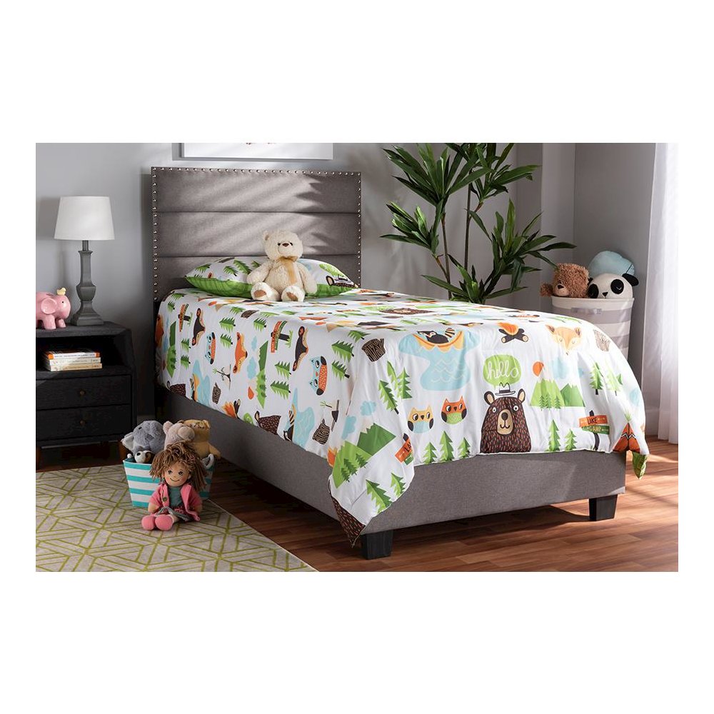 Baxton Studio Ansa Modern and Contemporary Grey Fabric Upholstered Twin Size Bed. Picture 6