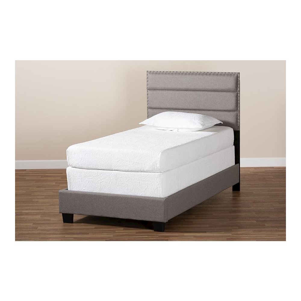 Baxton Studio Ansa Modern and Contemporary Grey Fabric Upholstered Twin Size Bed. Picture 7