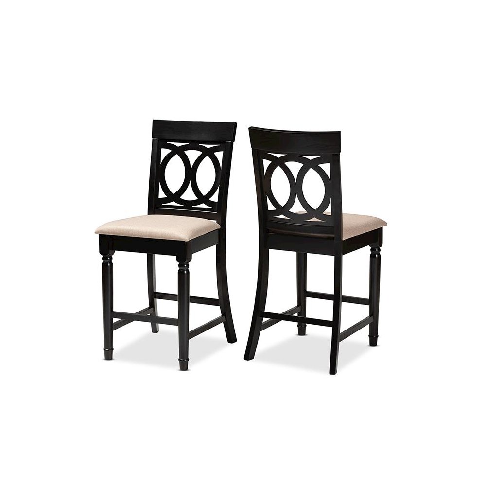 Fabric Upholstered Espresso Brown Finished 2-Piece Wood Counter Stool Set of 4. Picture 1