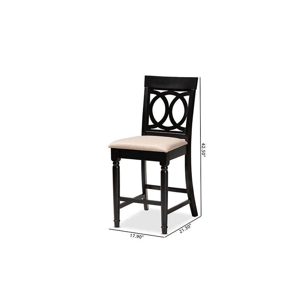 Fabric Upholstered Espresso Brown Finished 2-Piece Wood Counter Stool Set of 4. Picture 8