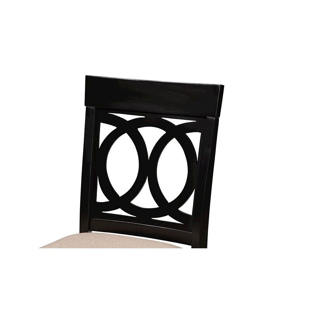 Sand Fabric Upholstered Espresso Brown Finished 5-Piece Wood Pub Set. Picture 4