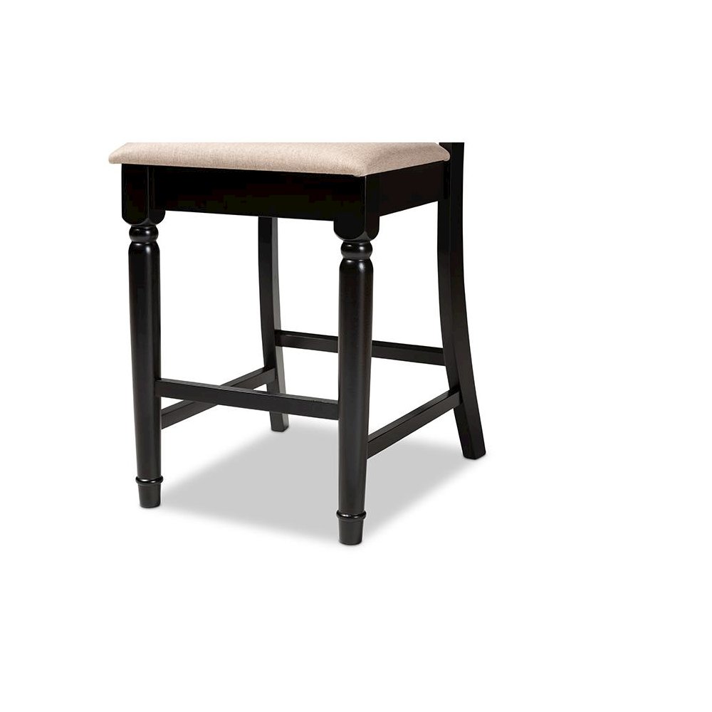 Sand Fabric Upholstered Espresso Brown Finished 5-Piece Wood Pub Set. Picture 5