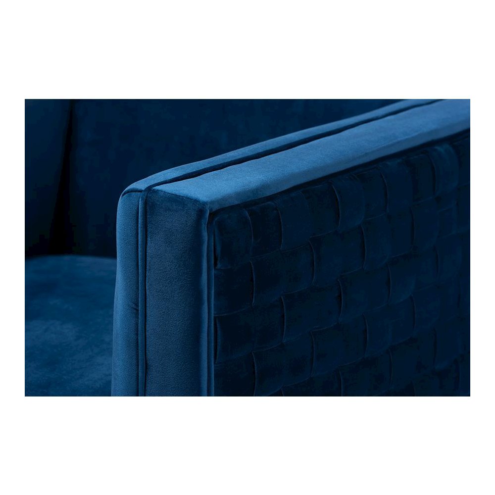 Luxe Navy Blue Velvet Fabric Upholstered Gold Finished Armchair. Picture 5