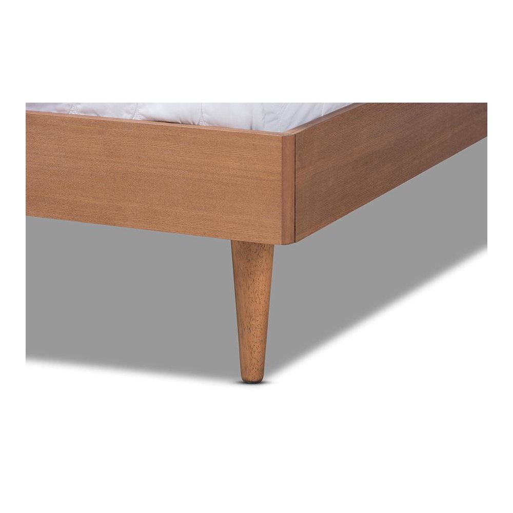 Rina Mid-Century Modern Ash Wanut Finished Full Size Wood Bed Frame. Picture 4