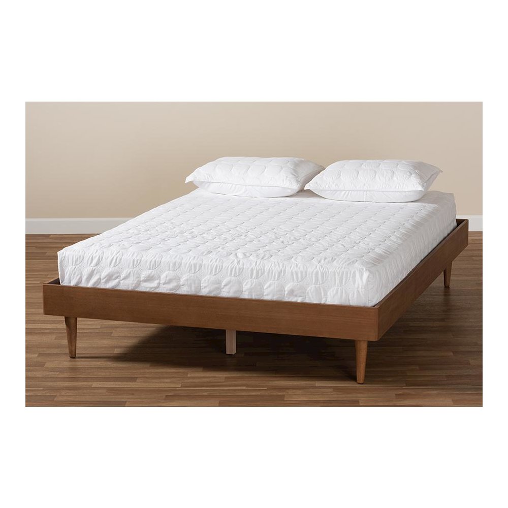 Rina Mid-Century Modern Ash Wanut Finished Full Size Wood Bed Frame. Picture 6