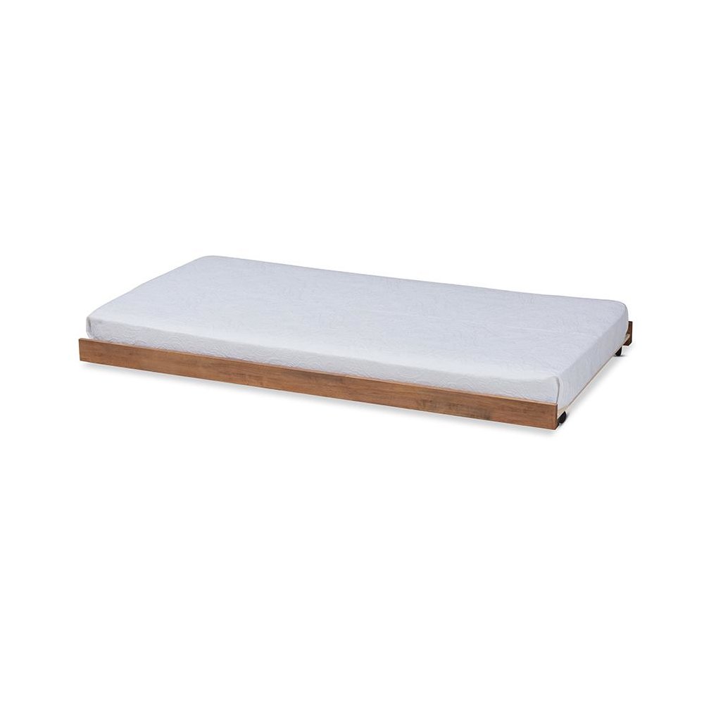 Veles Modern and Contemporary Ash Walnut Finished Twin Size Trundle Bed. Picture 1
