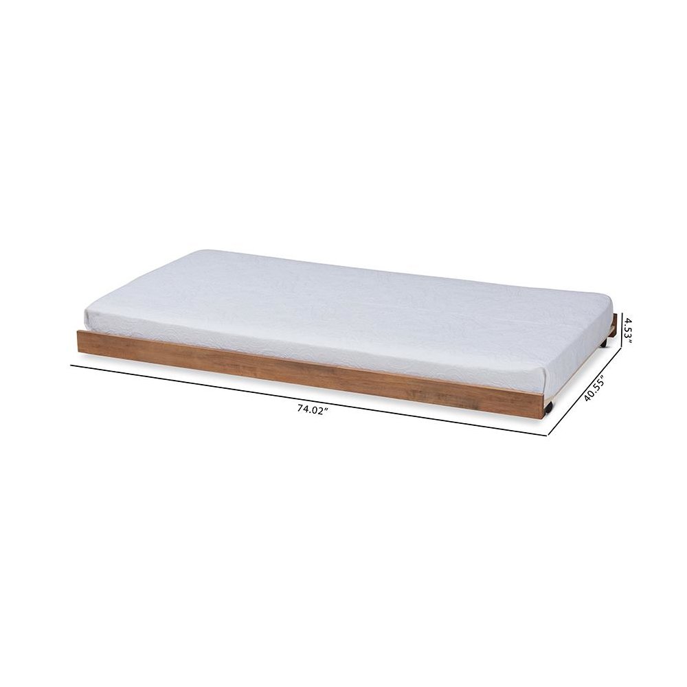 Veles Modern and Contemporary Ash Walnut Finished Twin Size Trundle Bed. Picture 6
